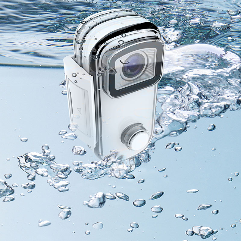 Action camera diving underwater